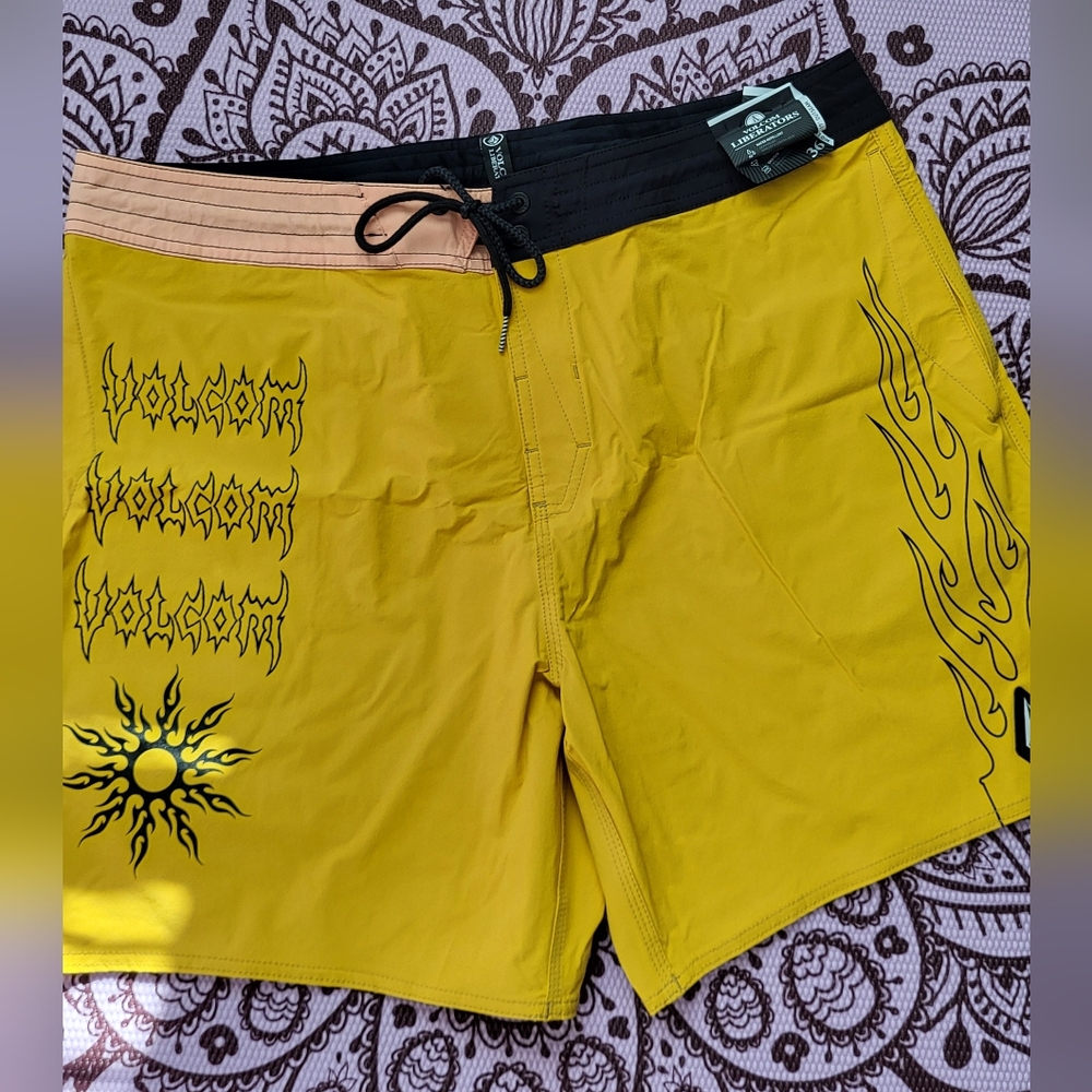 Volcom Mustard and Black Board Shorts